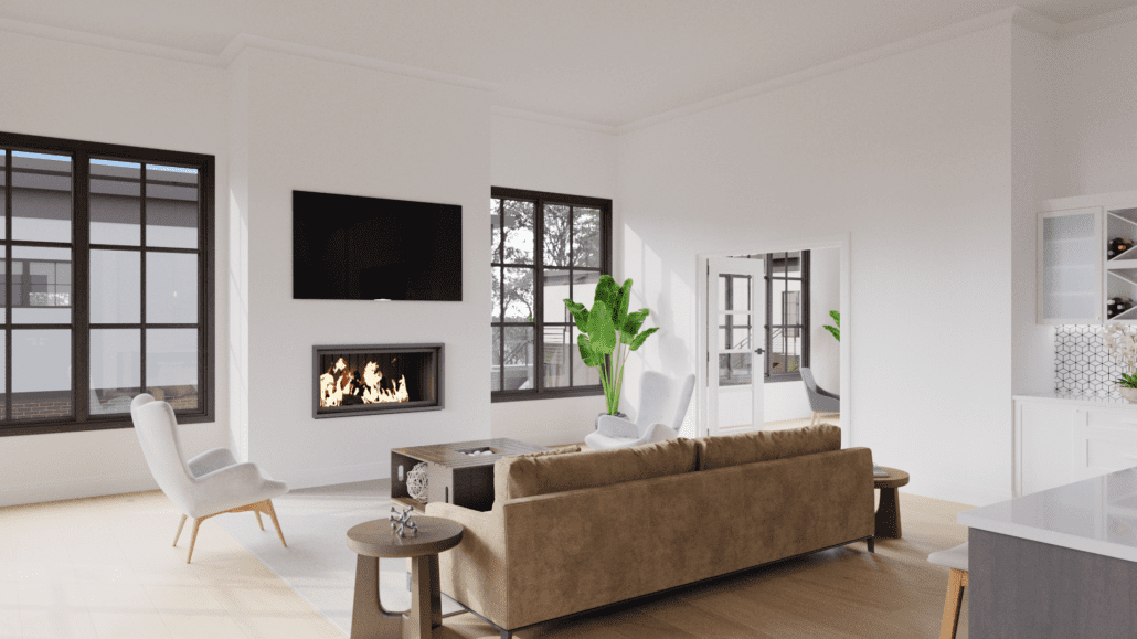 Magnolia Penthouse Living Room with Fireplace