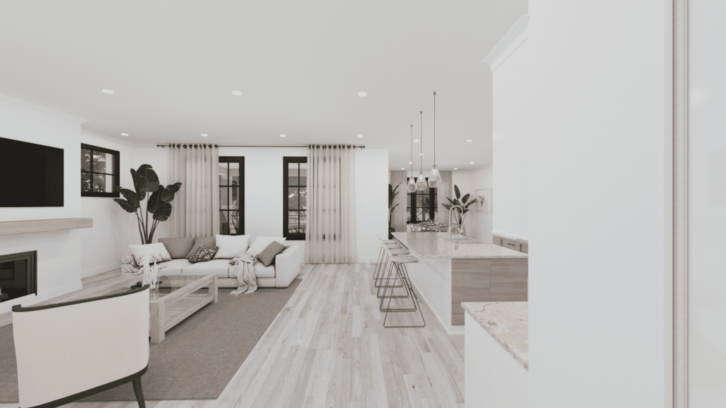 Magnolia Carmel Condo Living Room Area with White Furnitire